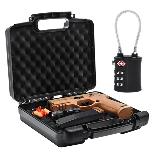 9mm Pistolenkoffer Waffenkoffer abschließbar TSA-zugelassener Schusswaffen-Reisekoffer mit 1 TSA-Schloss, Hartschale,Waffensafe für Handfeuerwaffe, Pistole, Revolver - Stoßfeste Waffenaufbewahrung