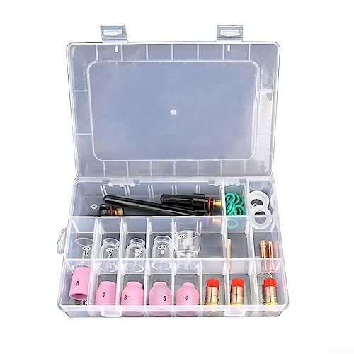 SPORTARC 31-teiliges Wig-Schweißbrenner, Kurzgaslinse, Schweißbrenner-Zubehör-Set für WP-17/18/26 Wig-Schweißbrenner, für Stubby Gaslinse, #12 Glasbecher-Set