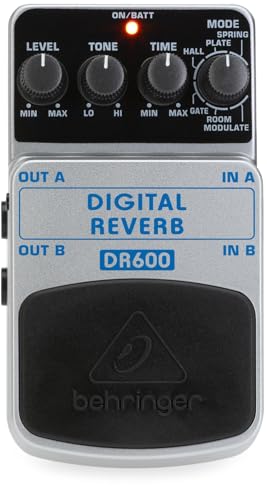 Behringer DR600 Digital Stereo Reverb Effektpedal, Silber, 1 Stück