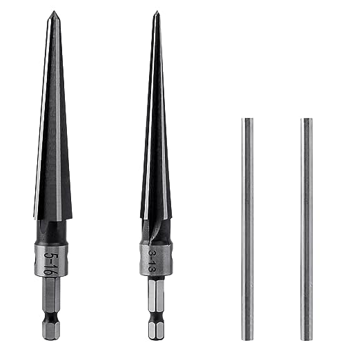 Bestgle 2 stück konische reibahle 1/4" griff t-form kegelfräser kohlenstoffstahl kegel handreibahle zum reiben mit einem durchmesser von 3mm-13mm,5-16mm