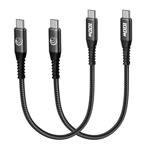 USB C auf USB C Ladekabel [2Stück 30CM] 100W/5A USB C Kabel Kurz Nylon Typ C Ladekabel Schnellladekabel USB C auf USB C kabel für iPhone 16 15 Pro Max, Samsung S24 S23 S22, iPad, MacBook Pro, Pixel