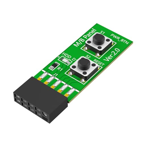 XANHOY 2 x 5-polige Schalttafel auf Reset-Taste + Power-Tasten-Adapter mit LED-Anzeigen für Desktop-PC für WIN7/10/11