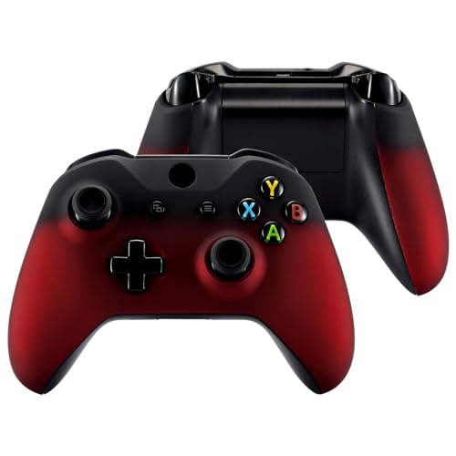 eXtremeRate Front Gehäuse & Griffe Hülle für Xbox One X/S Controller, Vorderseite Hülle & Grips Case Faceplate Ersatzteile für Xbox One S/X Controller Modell 1708-Schatten Rot