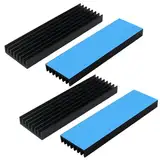4 Stück Aluminium Kühlkörper,M2 SSD Kühlkörper, Kühler-Set Heatsink,M.2 Kühler Cooler mit Thermoklebeband und Wärmeleitpad，70mmx22mmx6mm,Schwarz Halbleitergeräte Kühler für PC PS5