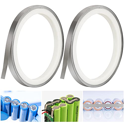 ANTHYTA 2 Rollen Nickelband Nickel Streifen 8mm*0.1mm*10M Nickelstreifen Kompatibel mit 18650 Hiluminband Blattstreifen Nickel Platten Band Akku Streifen Band für Batterie Schweißen Punktschweißgerät