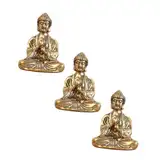 Cabilock 2 Sets Einzigartige Buddha-skulptur Für Den Tisch Kupferhandwerk Mini-Figuren Wohnkultur Verzierungen Dekorative Kunstwerke 3 Stück X 2