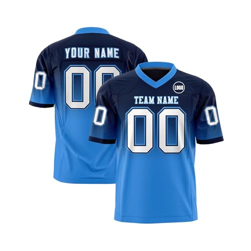 Personalisierte Sport-T-Shirts, personalisierbar, American Football-Trikot, bedruckt, Teamname, Nummer und Logo, atmungsaktiv, geruchshemmend, feuchtigkeitsableitend, T-Shirts für Damen, Herren