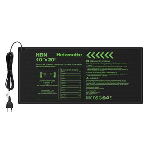 HBN Pflanzen Heizmatte Wärmematte Wärmeplatte für Sämling und Samen, 17.5W, Zimmergewächshaus Anzuchtplatte Heizkissen für Gemüse, Blumen, Kräuter, Terrarien, 50 x 25.7cm