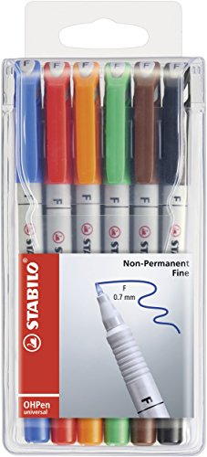 STABILO - Folienstift - OHPen universal - wasserlöslich fein - 6er Pack - mit 6 verschiedenen Farben
