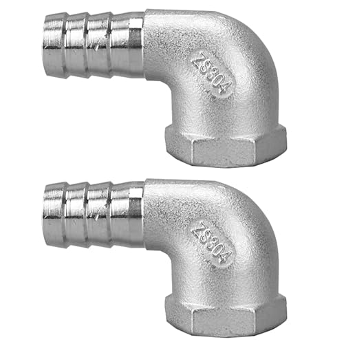 2 x Schlauchstutzen-Verbindungsstück, DN20 x 20 mm Anschluss, Schlauchverschraubung, Rohrverbinder, Edelstahl-Schlauchstutzen für Wasser, Kraftstoff, Luft