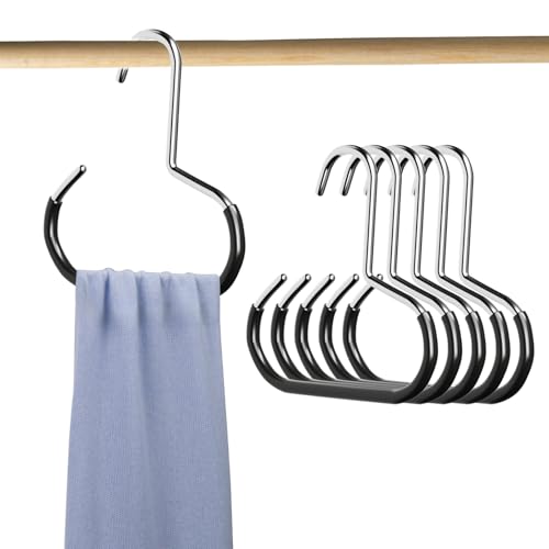 6 Teiliges Schalhalter,Gürtelhalter für den Kleiderschrank,rutschfeste Haken zum Aufhängen von Krawatten,Metall Hüte Ring Aufhänger,Schrank Organizer für Schals,Hüte,Krawatten,Gürtel (Schwarz)