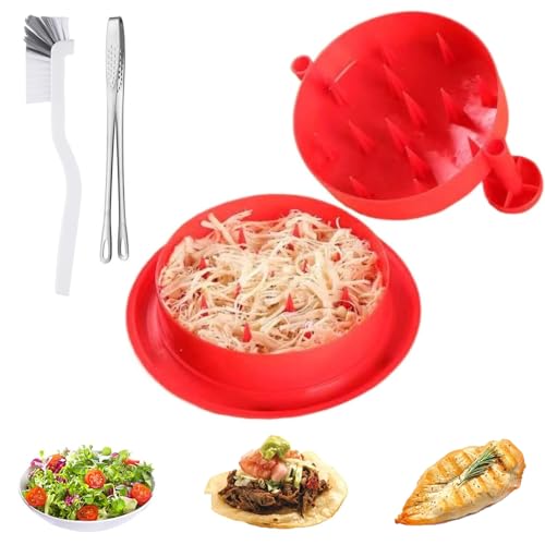 Hühnerhäcksler Werkzeug Twister, Hühnerhäcksler Groß Hähnchenbrust Shredder mit Zange, Bürste, Hitzebeständiger Fleischzerkleinerer mit ergonomischem Griff, geeignet für Schweinefleisch Rind Huhn
