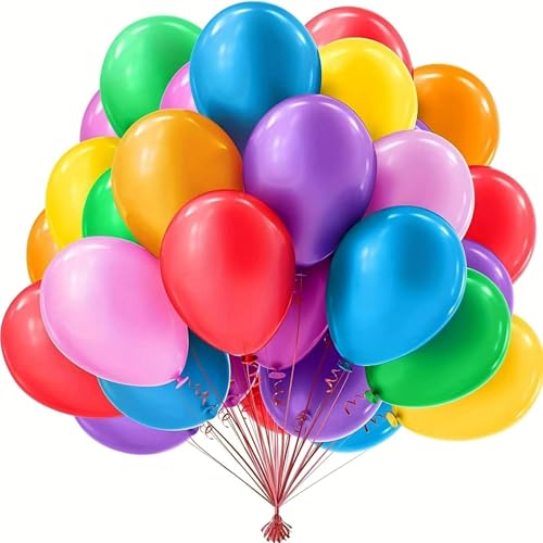 Luftballons Bunt 100 Stück 26,5 cm – 10 Farben Helium Latex-Deko für Hochzeit, Geburtstag, Babyparty, Party