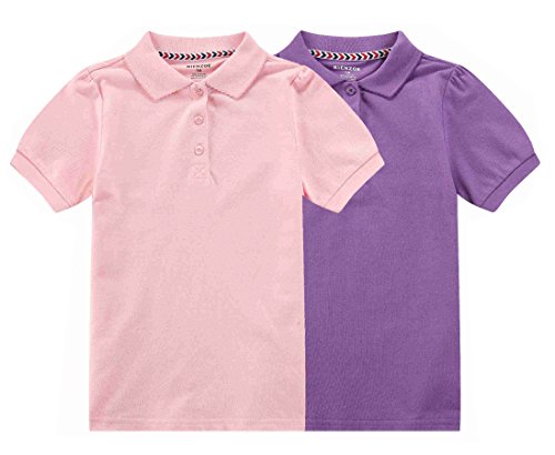 BIENZOE Mädchen Antimikrobiell Kurzes Hülsen 2pc Polo Satz rosa/lila 10/12