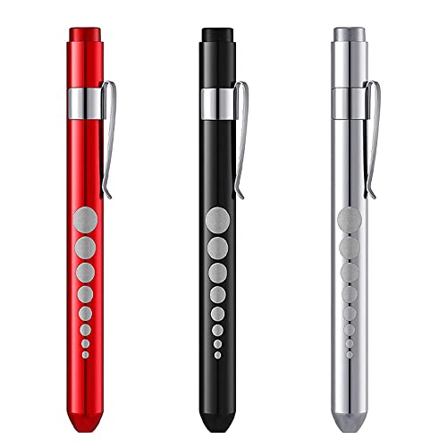 Newaner Diagnostikleuchte Pupillenleuchte Penlight (3-STÜCK), Wiederverwendbare Diagnostische LED Stiftlampe Taschenlampe Lichtgriffel mit Taschenclip für Schüler