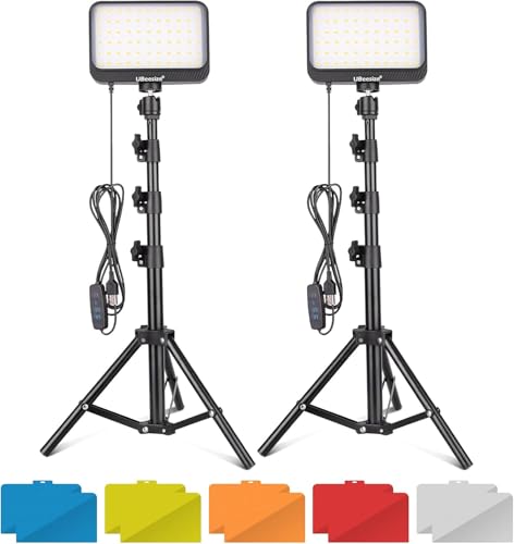 UBeesize 2Pack LED Videolicht Dimmbares Kamera Licht mit Einstellbar Stativ Ständer und Farbfilter für Zoom, Spielestreaming, YouTube.