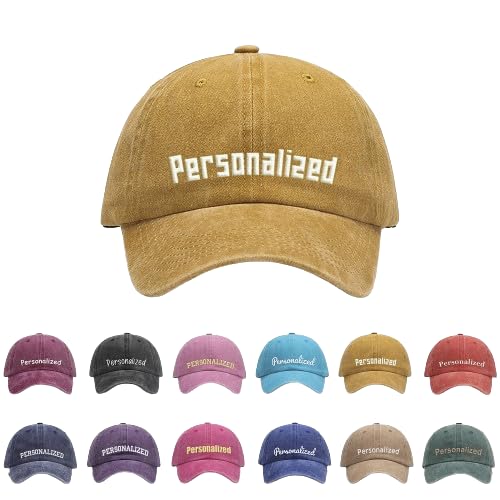GELLEDI Bestickte Baumwoll-Baseballkappen, niedriges Profil, unstrukturiert, für Herren und Damen, Golf & Alltag, Ginger Yellow, 57 EU