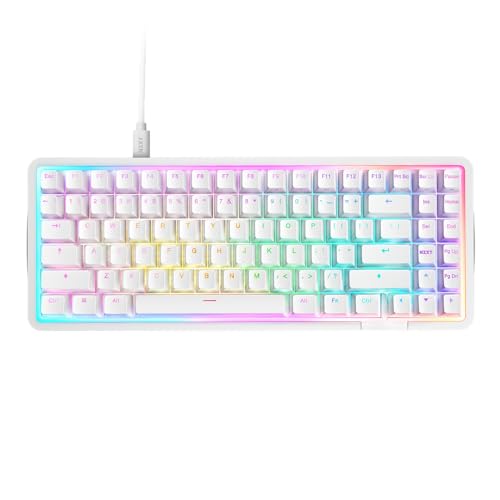 NZXT Magnetische RGB-Gaming-Tastatur Function Elite MiniTKL – anpassbare Betätigung, Doppelschienen-Halleffekt-Schalter, Rapid Trigger, 8K-Abfrage – verbessertes Tippgeräusch und -gefühl – DE – Weiß