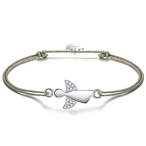 F.ZENI Damen Armband Schutzengel 925 Sterling Silber Armbänder Glücksbringer für Frauen und Mädchen 24cm Einstellbare Handarbeit Geflochtenes