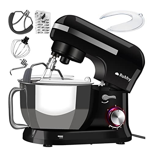 Ruhhy Küchenmaschine Edelstahlschüssel 4,5 l, 1700 W - 8 Geschwindigkeitsstufen + Pulsfunktion Küchengeräte für Kuchen und Brot mit Backzubehör für Hobby- & Profiköche 16746