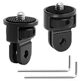 Stativ Adapter für Gopro 2 Stück Aluminium 1/4 Zoll Adapter Kamera Halterung, Schwarz Drehbar Stativgewinde Adapter mit Schraubenschlüssel Kompatibel für GoPro, Sony Xiaomi Xiaoyi Action Kameras