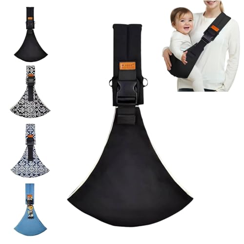 Babytrage für Neugeborene und Kleinkinder, Verstellbare Tragetuch für Kinder, Hüfttrage für Kleinkinder, Baby-Seitentrage mit Schultergurt, Babytrage Seitlich, Kindertrage bis 25kg (Schwarz)