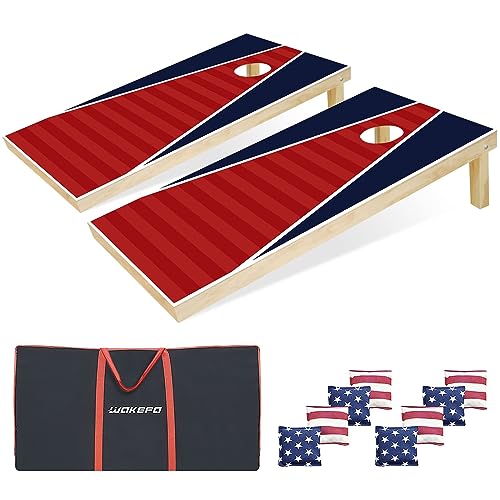 Cornhole Spiel Verordnung Größe 90x60cm Massivholz Sackloch Spiel Set mit 2 Corn Hole Boards, 8 Sitzsack und 1 Tragetasche Cornhole Spiel für Draußen Strand Erwachsene Wettbewerbe Wurfspiel Corn Hole