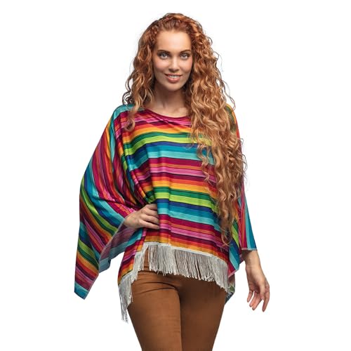 Boland 54427 -Mexiko Poncho in Einheitsgröße, Oberteil für Erwachsene, Mexikaner Kostüm für Festival, Karneval oder Mottoparty