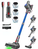 Ivormentico Akku Staubsauger, Staubsauger Kabellos 50Mins/40KPA/450W, Akkustaubsauger mit Geen LED, Kabelloser Staubsauger mit Aufgerüstete Bodenbürste, Staubsauger Akku für Tierhaare, Dunkelblau