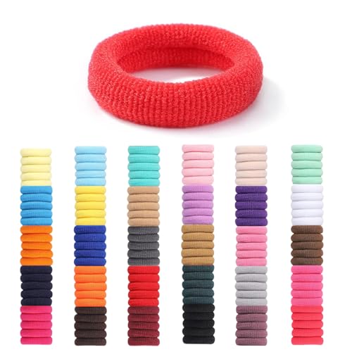 Kotkiddy 300 Stück Baby-Haargummis für Mädchen, 2.5 cm, 30 Farben elastisches Haar-Accessoire, kleine Nylon-Haarbänder für Kleinkinder, Pferdeschwanzhalter