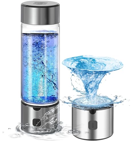 DSGKUU Tragbare Wasserstoff-Wasserflasche - BPA-freier wasserstoffreicher Wassergenerator für Zuhause & Reisen, schnelle Wasserstoffproduktion, Silber