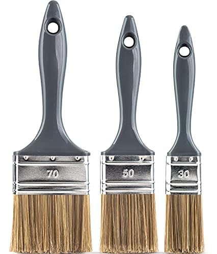 Flachpinsel Set 3-teilig – 30mm, 50mm, 70mm - für Lacke, Lasuren & Farben
