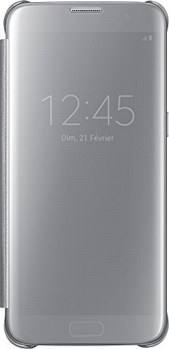 Samsung Clear View Cover Hülle für Galaxy S7 edge, silber