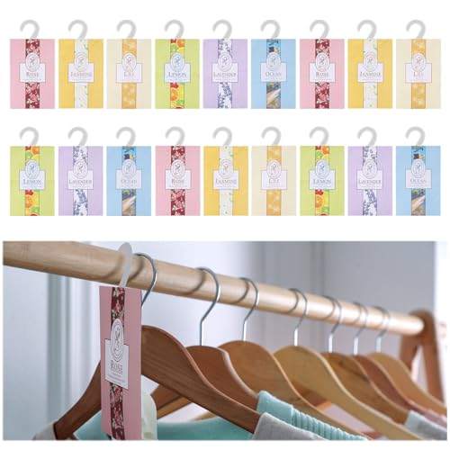 Kleiderschrank Aromatherapie, 18 Stück Duftsäckchen, Kleiderschrank Duft, Hanging Scent Tasche Garderobe Lufterfrischer, Lavendel, Jasmin, Lilie, Rose, Ozean, Zitrone für Closet, Schuhregal