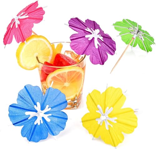 50 Stück Cocktail Schirmchen, Getränke Schirmchen Cocktail Zubehör Deko, Cocktailschirmchen aus Papier, Cocktail Schirme Getränke Deko Schirme, für Kuchen Dessert Getränke Hochzeit Hawaii Bar Deko (A)