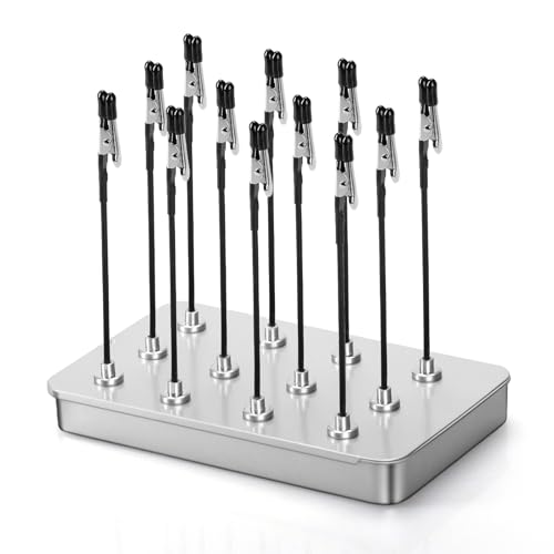 quiodok 12 Stück Modellbau Farben Standfuß und 1 Eisenbox als Basis, Dritte Hand Löten mit Magnetfuß und Krokodilklemmen, Flexibler Modellbau Zubehör für Modellierung und Bastelarbeiten