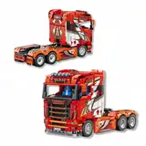 Technik LKW Bausteine Set, Tractor Bausteine Modell Bausatz 1708 Teile, Scania Tractor Truck Klemmbausteine LKW Technisches, Geschenke Spielzeug für Erwachsene Kinder Kompatibel mit Mainstream Marken