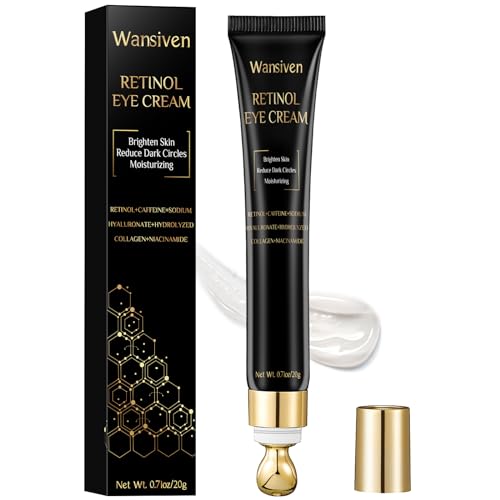 Wansiven Augencreme, Anti-Age Augencreme gegen Augenringe Feuchtigkeitsspendende und Nährende，Enthaltend Hyaluronsäure und Koffein feuchtigkeitsspendende Augenreparaturcreme 20 g (Black-20g)