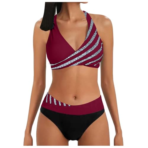 BMKKTOP Bikini Damen Set sexy weiß Badeanzug große größe Sport blau mit bügel Zweiteiler Tanga mädchen Zweiteilige Bikinis für Swimsuit