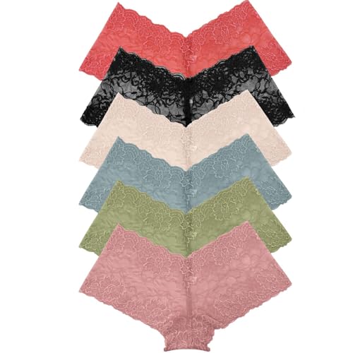 RUNYA Unterwäsche für Frauen V-Waist Shorts Damenunterwäsche Hohe Taille Freche Höschen 6er Pack