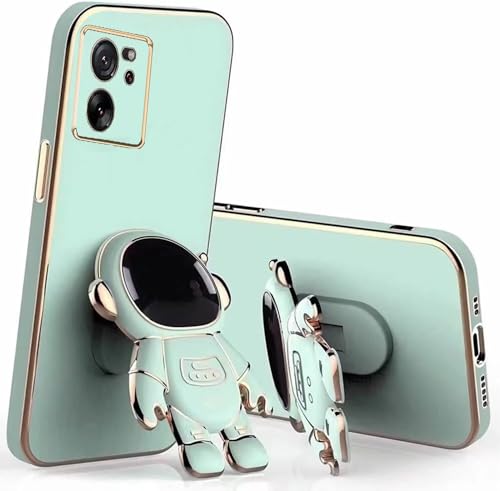 Miagon Kreativ Astronaut Ständer Hülle für Xiaomi 13T Pro,Cute Mädchen Dünn Galvanisierte Schutzhülle Weiches Case Bumper mit Astronaut Halter Kickständer