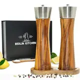BERLIN KITCHEN® Salt 'n Pepper Passion Salz- und Pfeffermühle Set | Edles Akazienholz & Edelstahl | Langlebiges Keramikmahlwerk | Stilvolles Geschenkset | Stufenlos einstellbarer Mahlgrad
