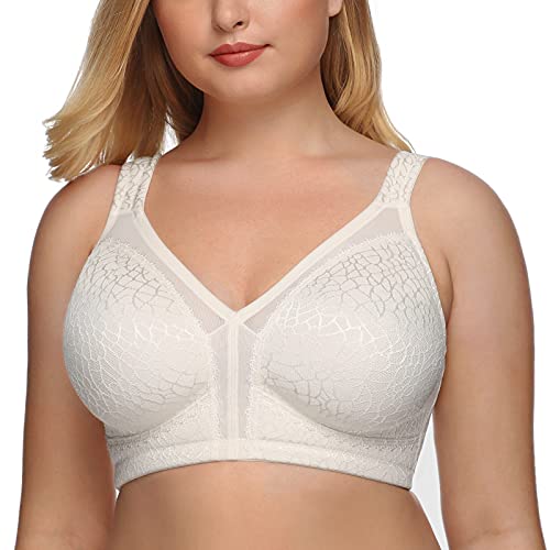 DotVol Damen Komfort Vollschalen Minimizer BH Bügellos Ohne Bügel Große Größen Unterwäsche(95D,Weiß)