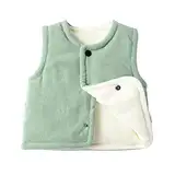 inlzdz Baby Fleece Weste Jungen Mädchen Ärmellos Fleecejacke Samt Weste Top Baumwolle Steppweste Waistcoat Warm Vest Gepolsterte Weste Säugling Kleinkind Grün 80-86