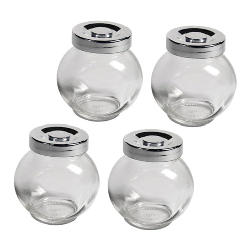 Warmhm 4Stücke Transparente Glaspuderflasche Versiegelte Pulverlagerbehälter Für Ätherische Öle Gewürze Und Speichertanks Für Aromatische Substanzen Und Duftstoffe