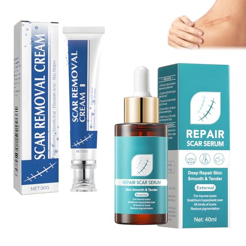 Narbensalbe Nach Op, Narbencreme, 30g Narbengel mit 40ml Narbenserum, Bei Kombinierter Anwendung Ist die Wirkung Besser für Reduziert Sichtbar Chirurgische Narben, Verbrennungen, Keloid