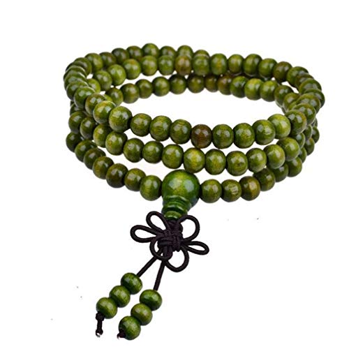 Premium Qualität 8mm Natürliche Sandelholz Buddhist Buddha Meditation 108 Perlen Holz Gebetskette Mala Armband für Frauen Männer Schmuck Grün