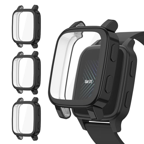 Wanme 3 Stück Hülle Kompatibel mit Garmin Venu Sq Hülle/Garmin Venu Sq 2 / Venu Sq Music/Venu Sq 2 Music Schutzhülle, HD Stoßfestes Weiche TPU Gehäuse Vollschutz Display Schutz Hülle