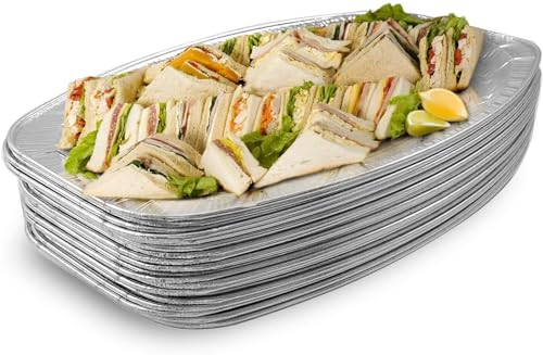 MATANA 20 Stück Alu Servierplatten, Partyplatten für Buffets, Kindergeburtstage, Hochzeiten, Catering, Grills & mehr, 35x23cm - Stabil & Praktisch