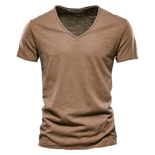 Generisch Herren Slim Fit Lange Ärmel Henley T-Shirt Beiläufig V-Ausschnitt Unterhemden Baumwolle T-Shirt Langarm Herren V-Ausschnitt 3XL Günstige Flut